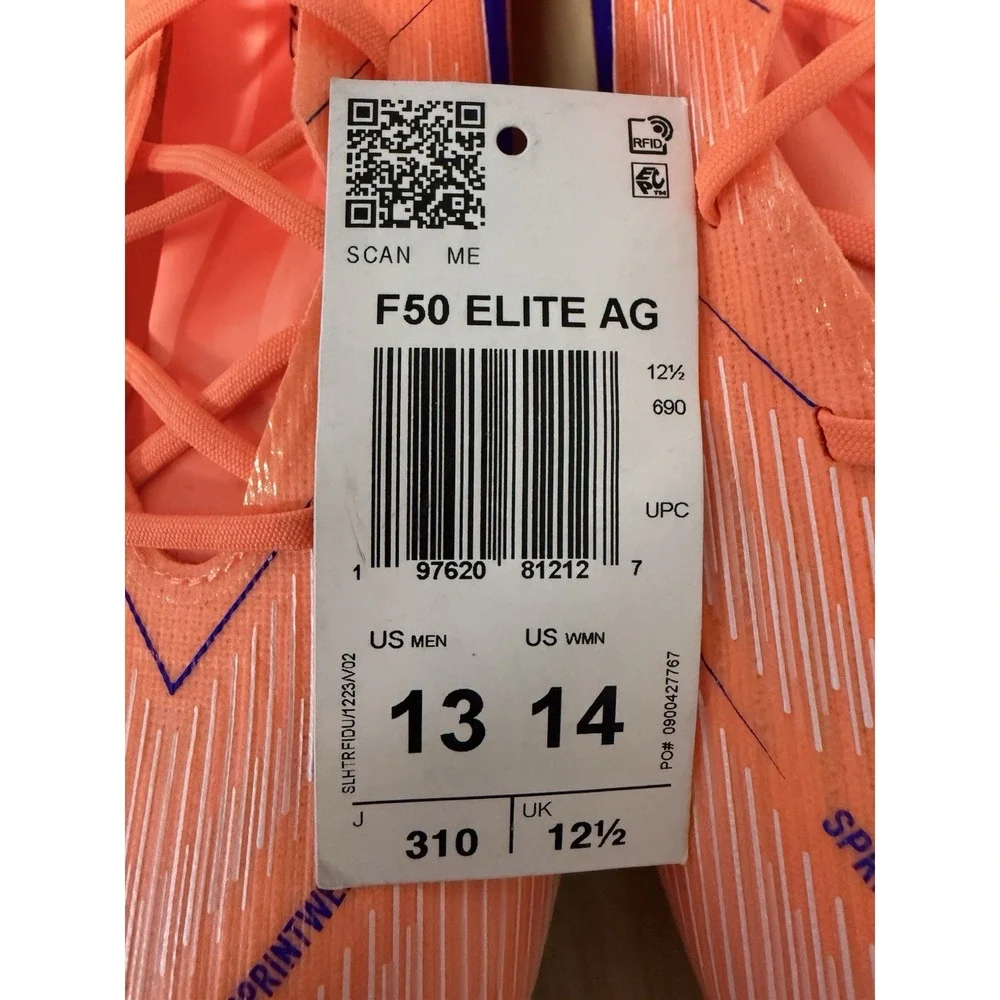 Adidas F50 Elite AG Soccer Cleats Beam Orange Blue JH7637 Mens Size 13 NEW